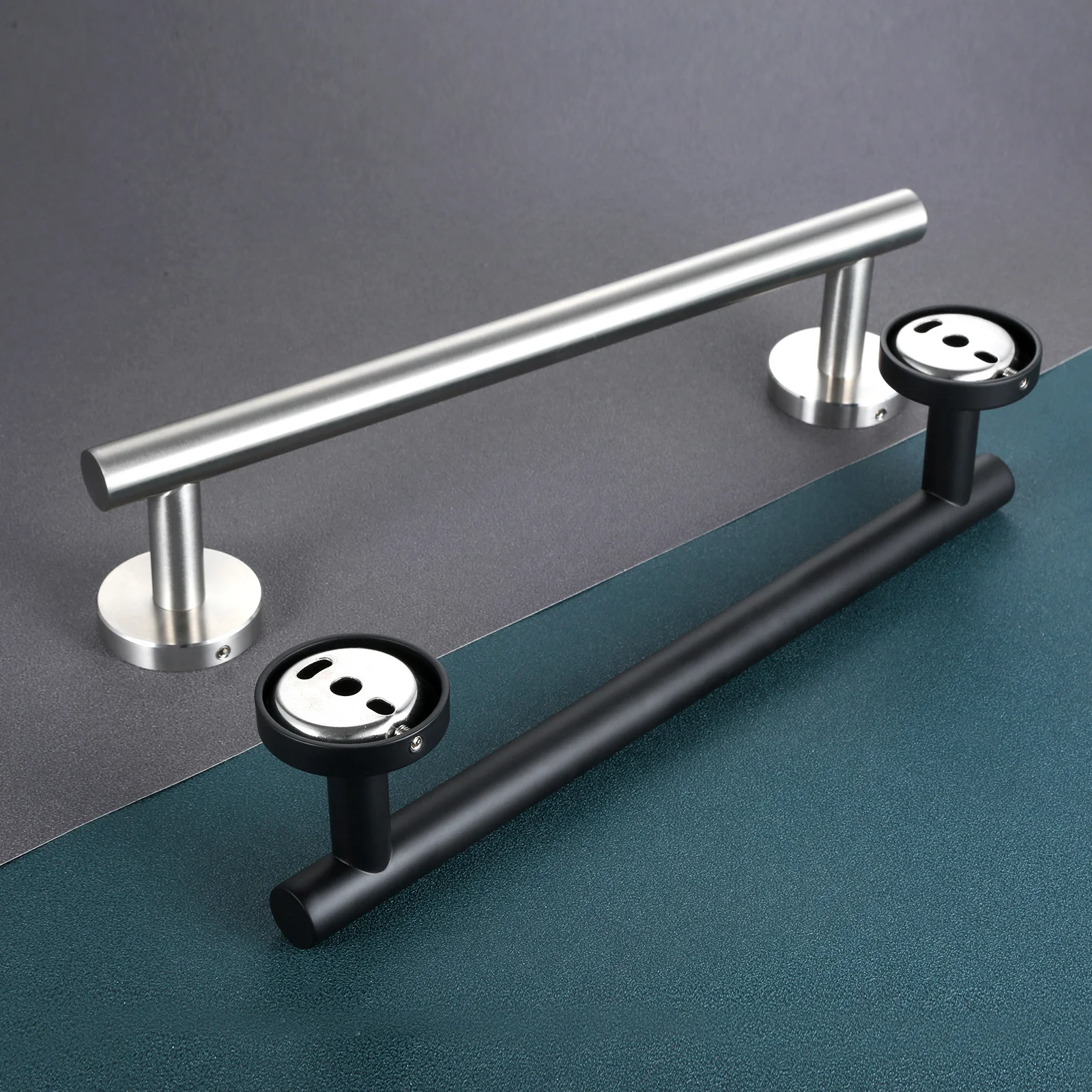 Round Base Towel Bar in Stainless Steel - Bridgesea Hardware