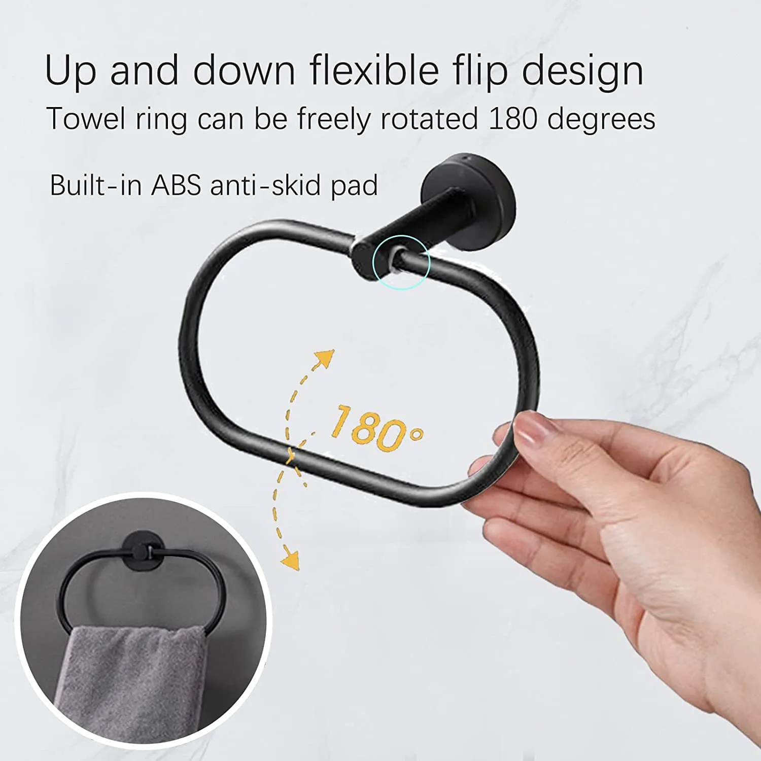 Elliptical Drilling Towel Ring in Stainless Steel - Bridgesea Hardware