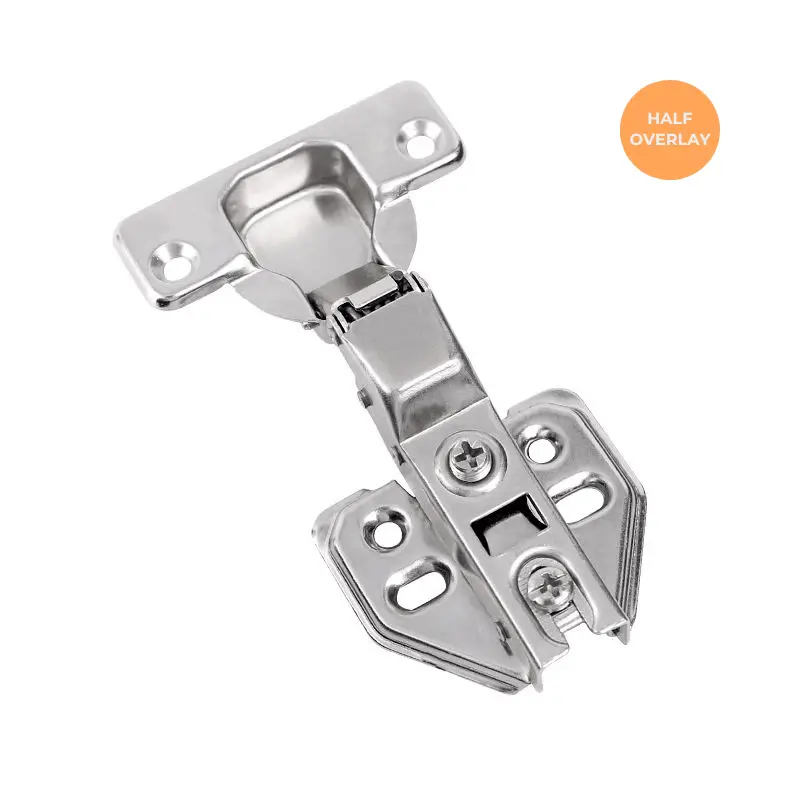 DGCH008 Soft Closing Cabinet Door Iron Hydraulic Hinge in Cold Rolled Steel Half Overlay - Bridgesea Hardware