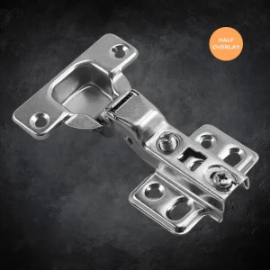 DGCH009 Normal Cabinet Door Iron Hinge Without Hydraulic in Cold Rolled Steel Half Overlay dark bg - Bridgesea Hardware