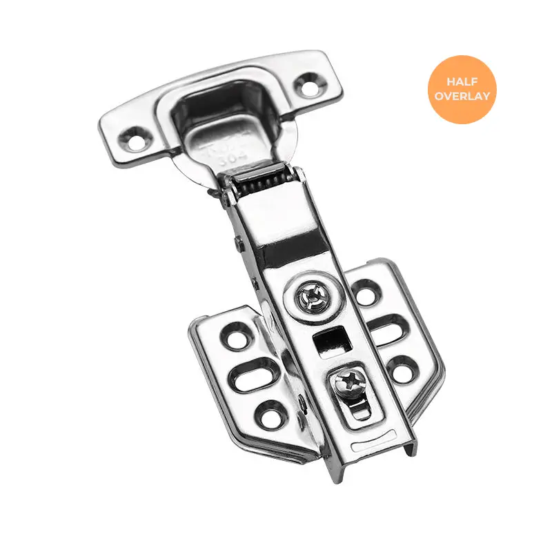 DGSS004 Soft Closing Cabinet Door Hydraulic Hinge in Stainless Steel Half Overlay - Bridgesea Hardware